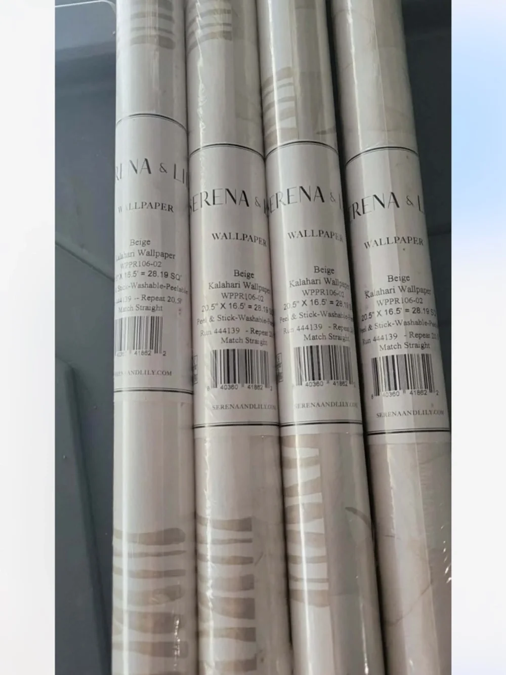 STUNNING Serena & Lily Cream and Tan Elephant Wallpaper KALAHARI peel & stick